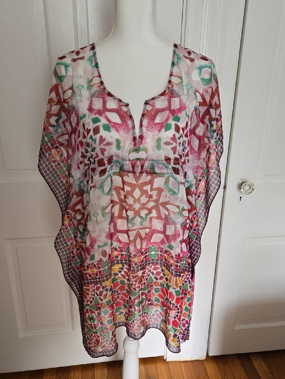 Mosaic Print Sheer Coverup